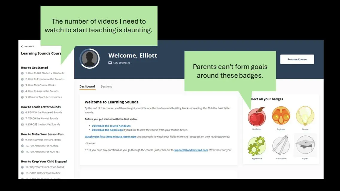 Examples of design principles applied to the current offering