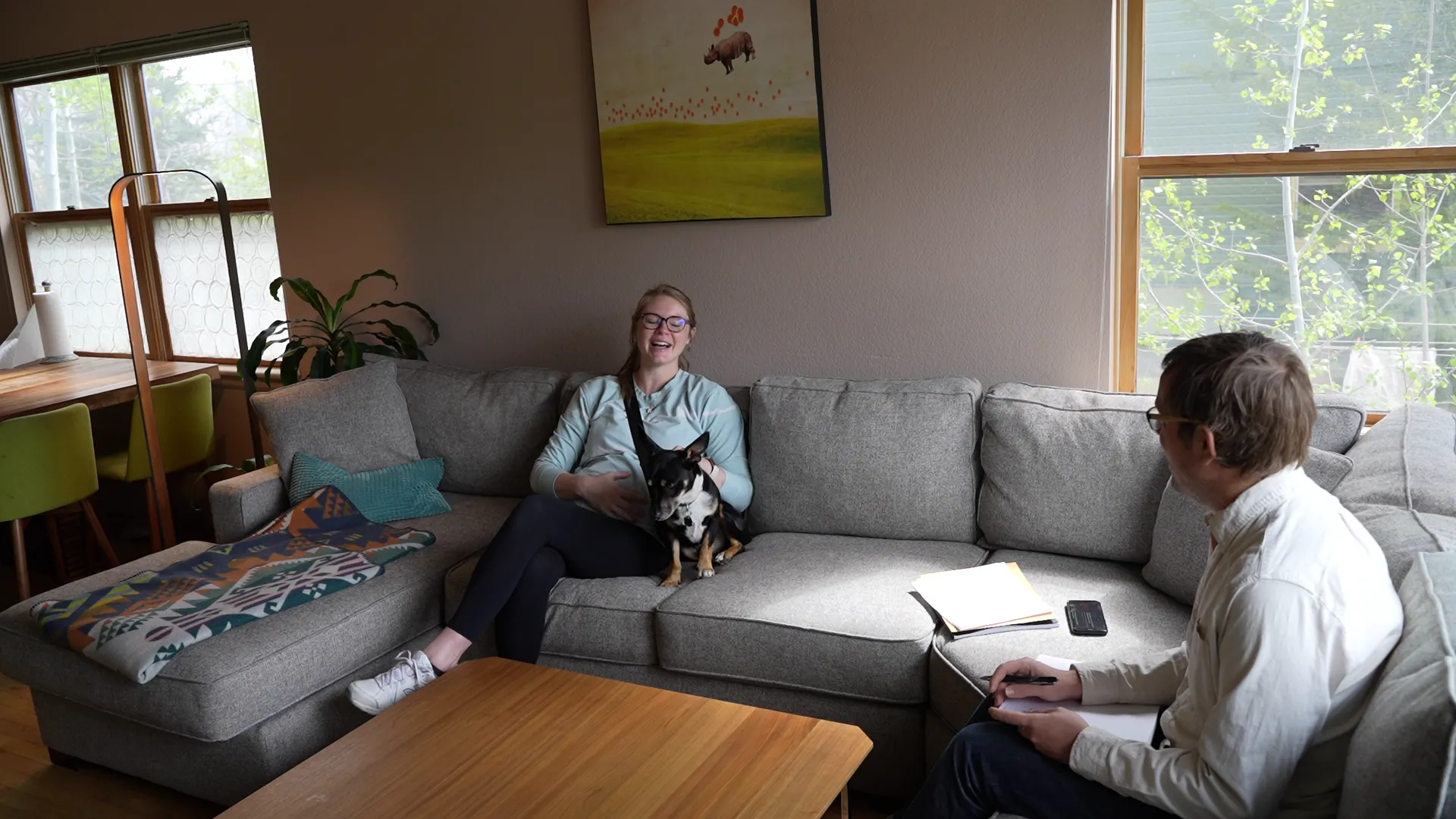 At-home testing session — interviewing a parent in their living room